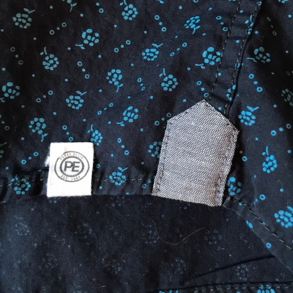 COPY - Perry Ellis navy cotton floral print shirt - Picture 4 of 6